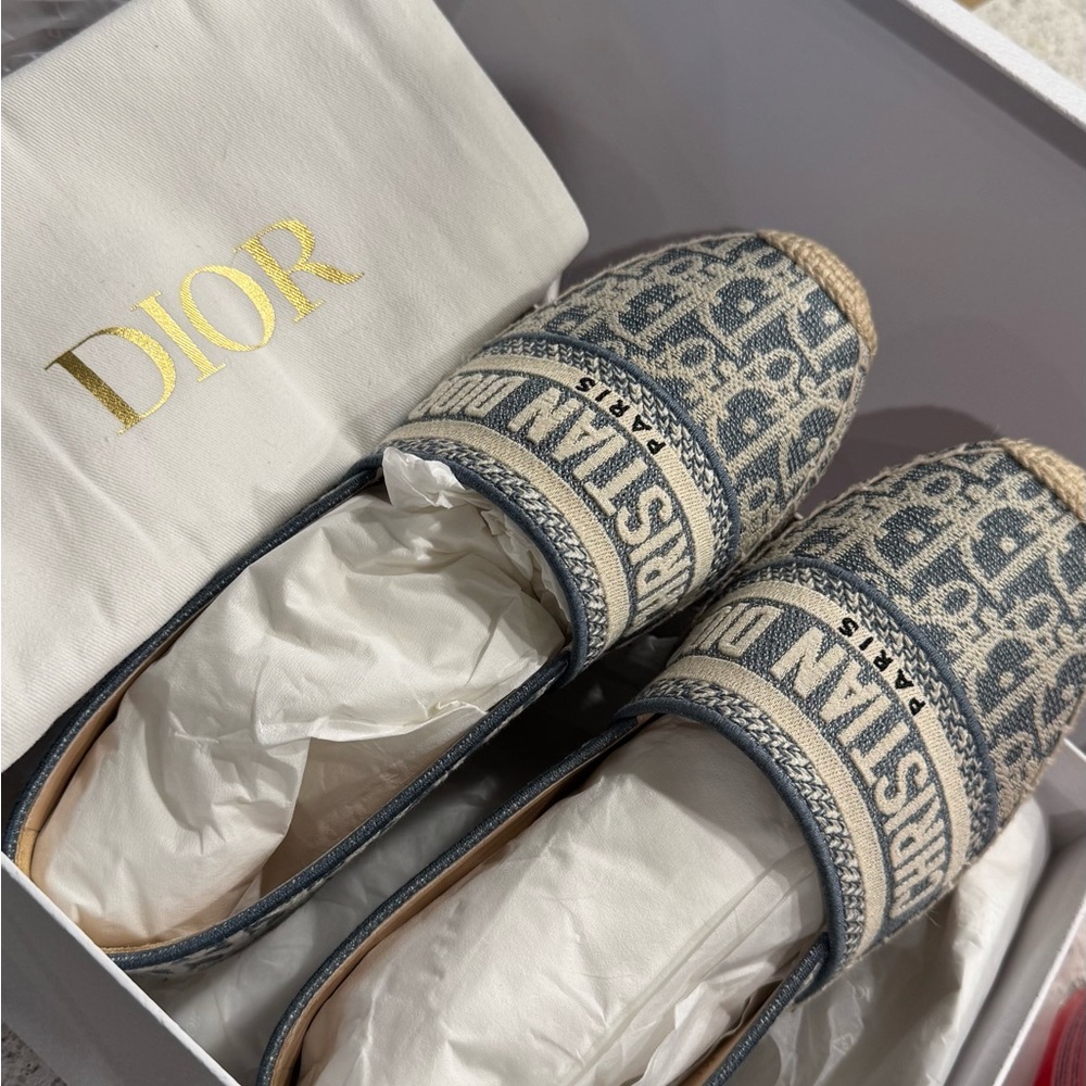 Dior Navy and Beige Espadrilles - Picture 1 of 1